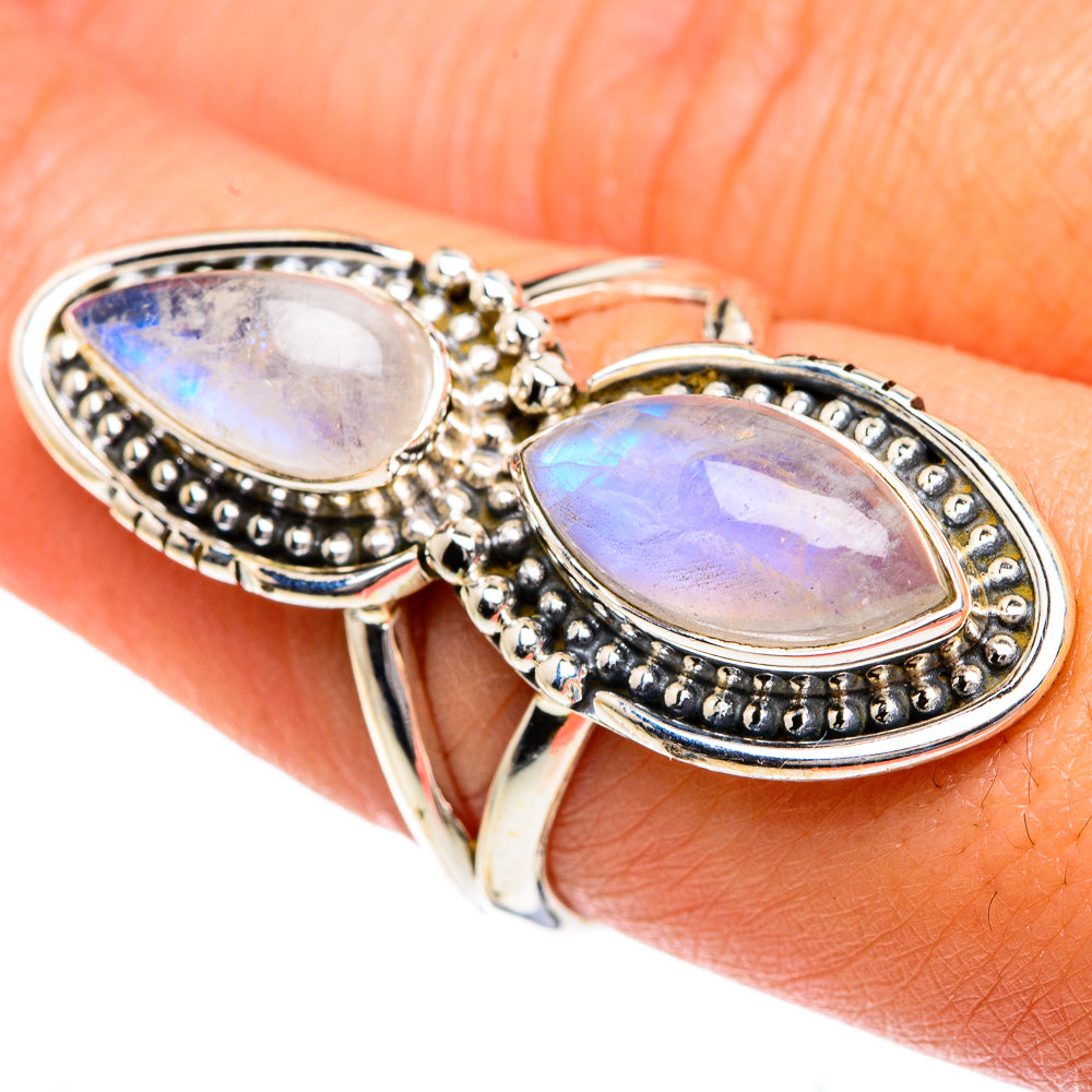Rainbow Moonstone Rings handcrafted by Anasilvercos - RING82559