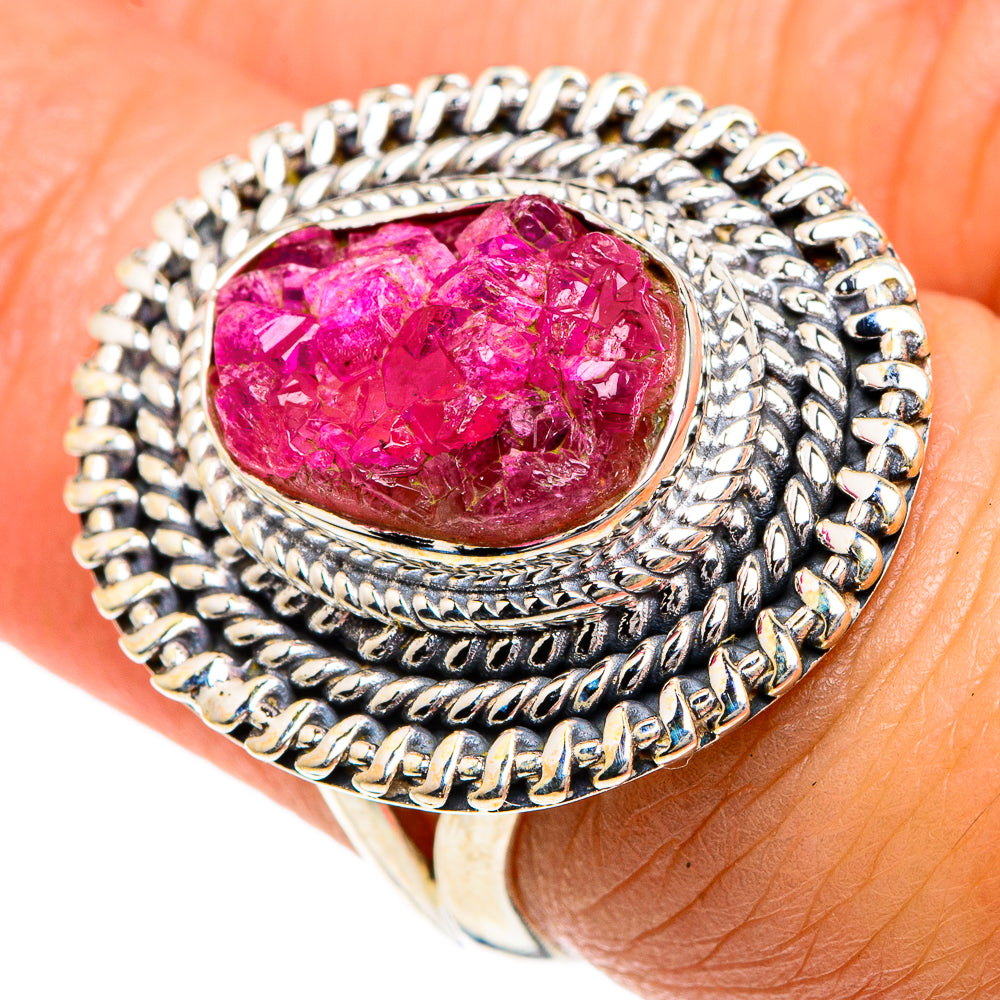 Pink Agate Druzy Rings handcrafted by Anasilvercos - RING82685