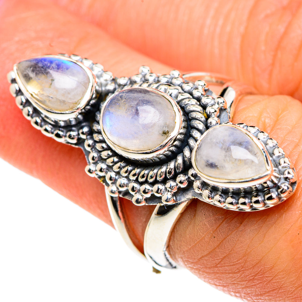 Rainbow Moonstone Rings handcrafted by Anasilvercos - RING82690