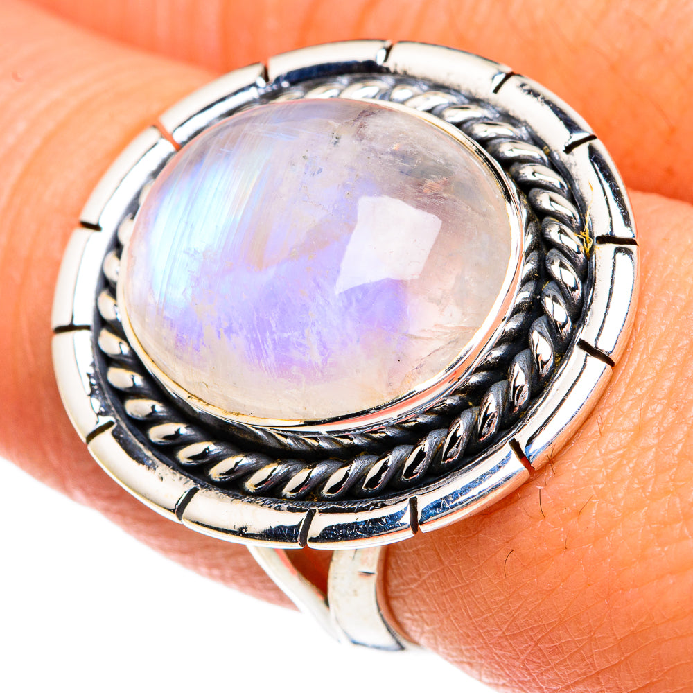Rainbow Moonstone Rings handcrafted by Anasilvercos - RING82750