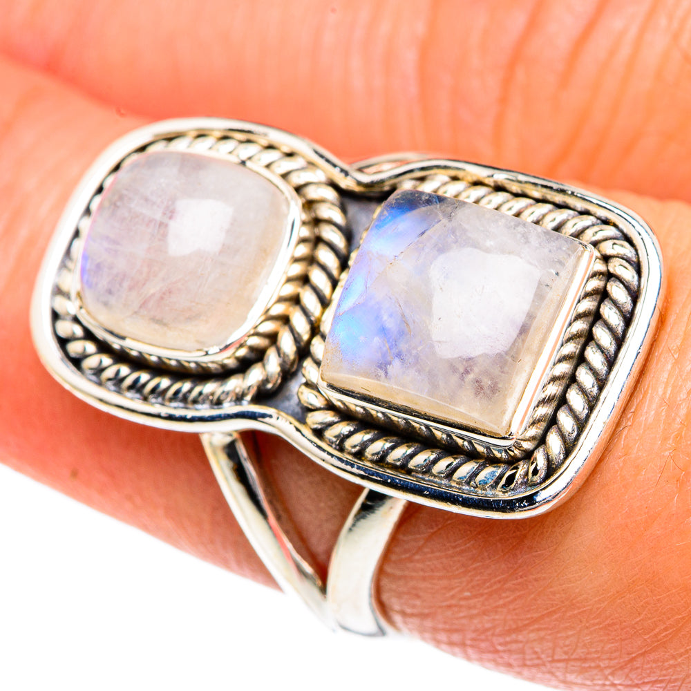 Rainbow Moonstone Rings handcrafted by Anasilvercos - RING82751