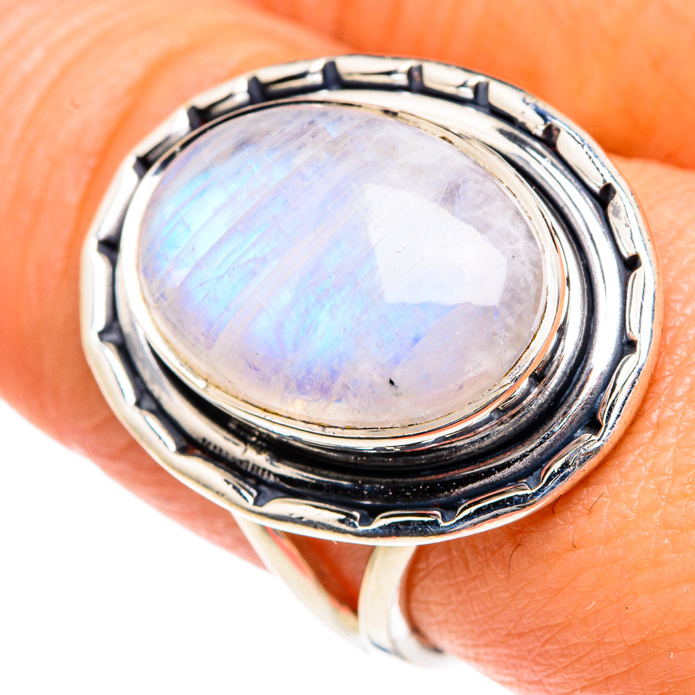 Rainbow Moonstone Rings handcrafted by Anasilvercos - RING82778