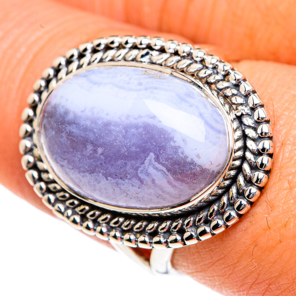 Blue Lace Agate Rings handcrafted by Anasilvercos - RING82811