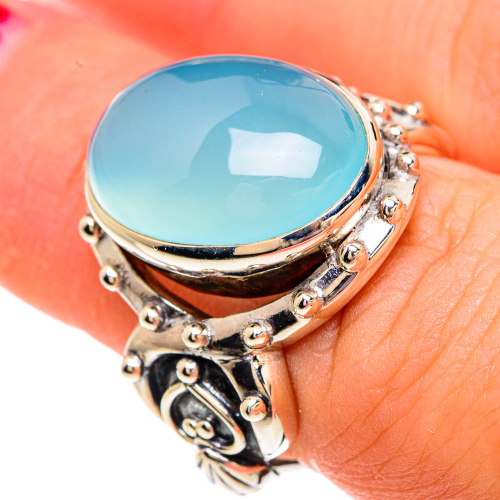 Aqua Chalcedony Rings handcrafted by Anasilvercos - RING82821
