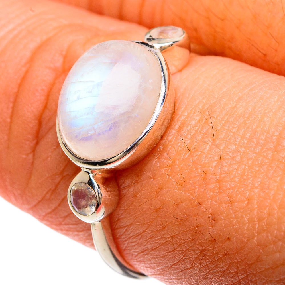 Rainbow Moonstone Rings handcrafted by Anasilvercos - RING82836