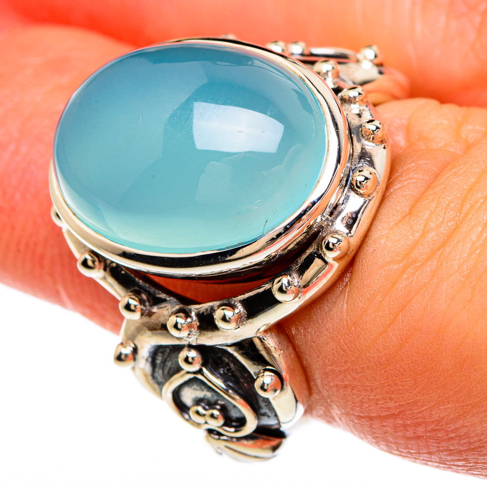 Aqua Chalcedony Rings handcrafted by Anasilvercos - RING82900