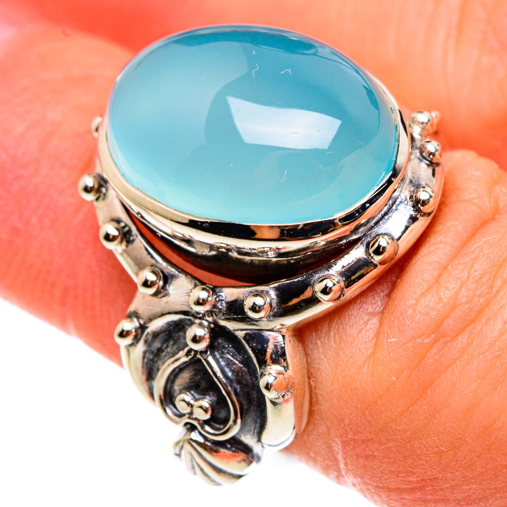 Aqua Chalcedony Rings handcrafted by Anasilvercos - RING82966