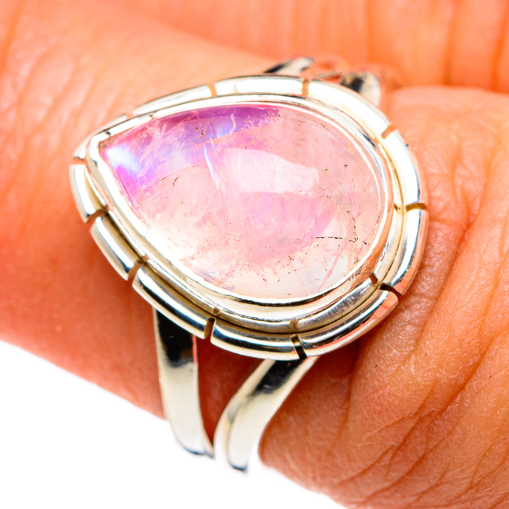 Pink Moonstone Rings handcrafted by Anasilvercos - RING83014