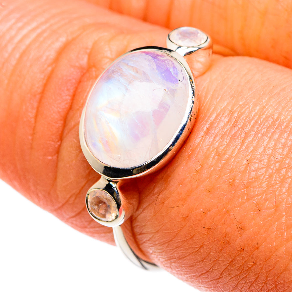 Rainbow Moonstone Rings handcrafted by Anasilvercos - RING83022
