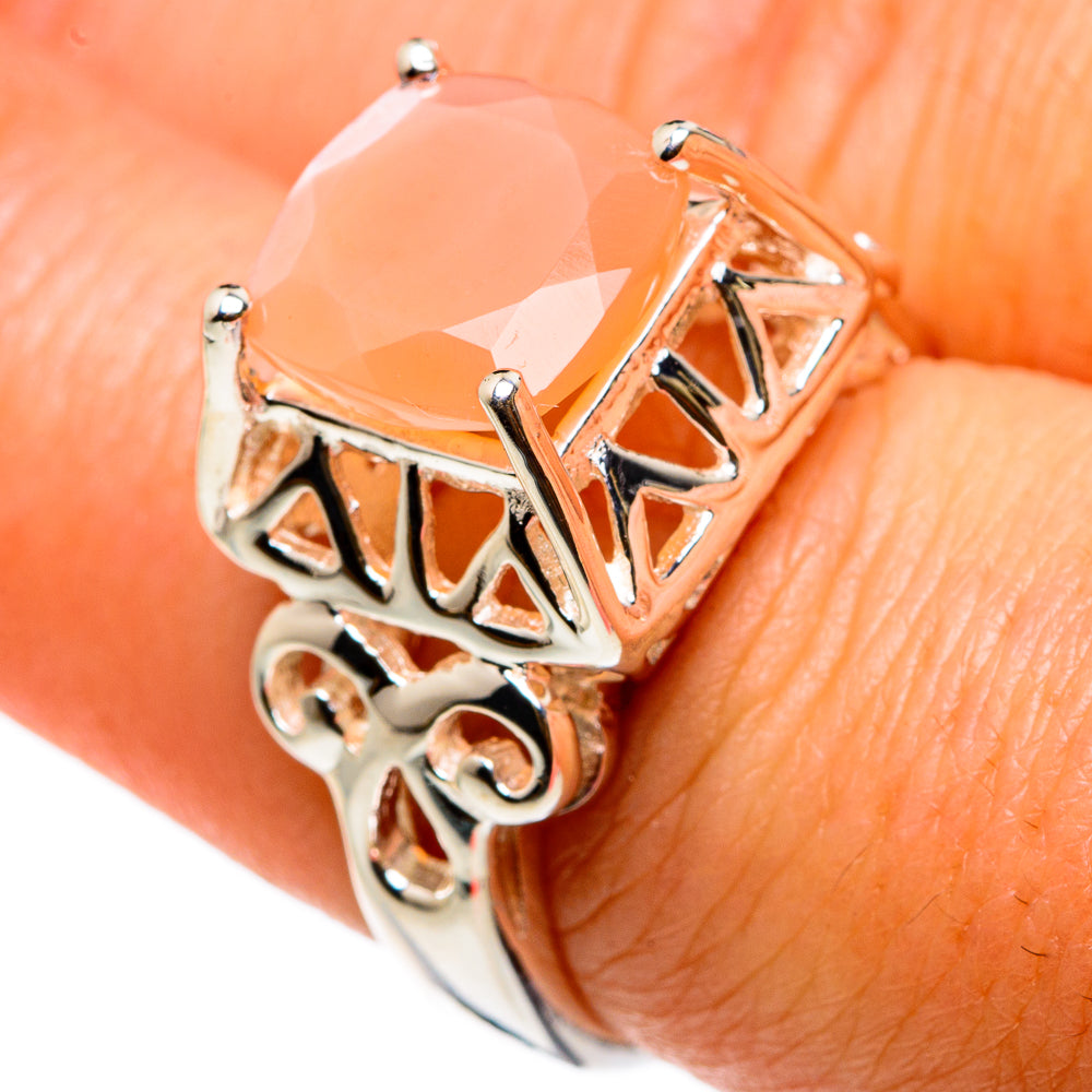 Peach Moonstone Rings handcrafted by Anasilvercos - RING83073