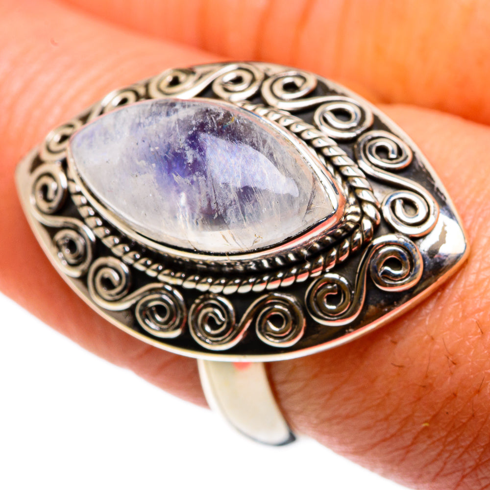 Rainbow Moonstone Rings handcrafted by Anasilvercos - RING83088