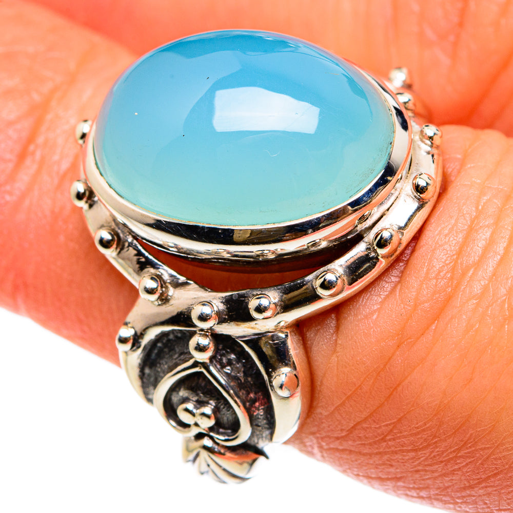 Aqua Chalcedony Rings handcrafted by Anasilvercos - RING83095
