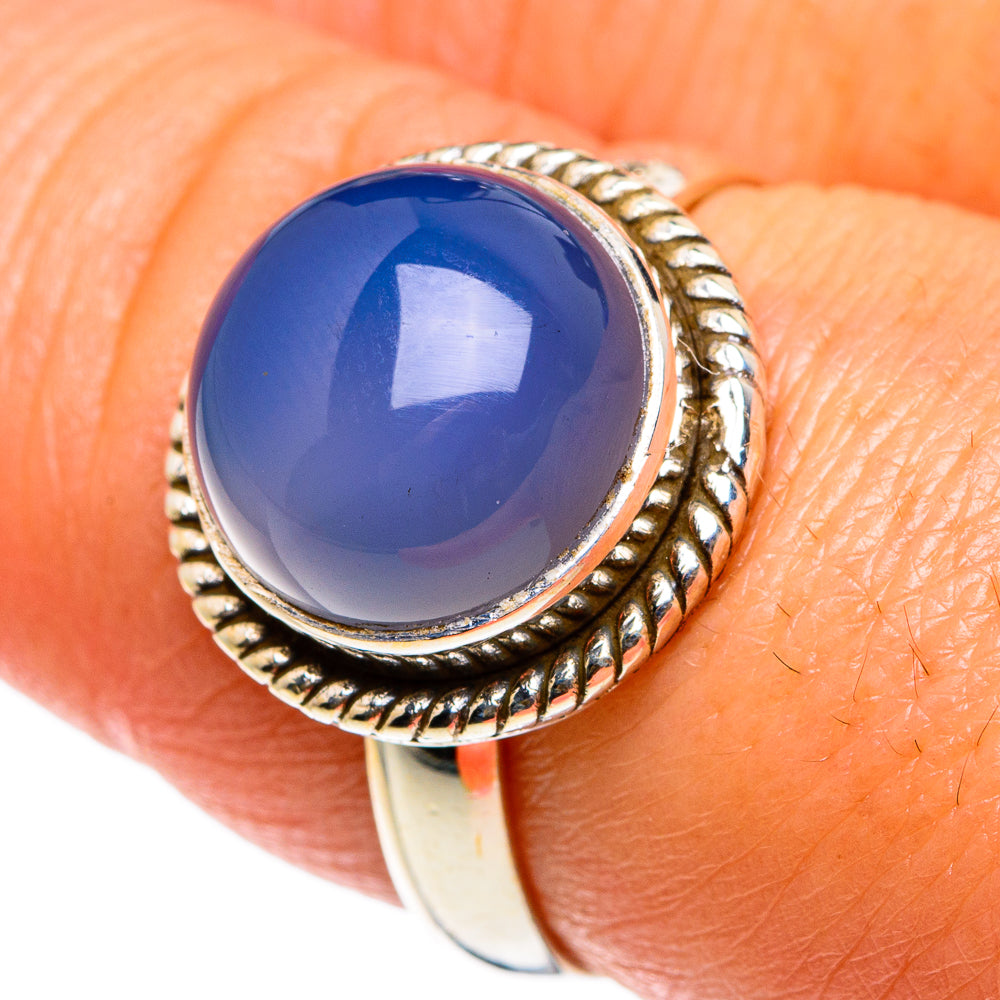 Aqua Chalcedony Rings handcrafted by Anasilvercos - RING83096