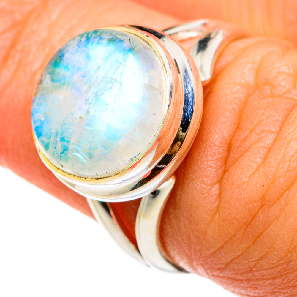 Rainbow Moonstone Rings handcrafted by Anasilvercos - RING83131