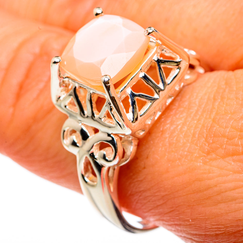 Peach Moonstone Rings handcrafted by Anasilvercos - RING83137
