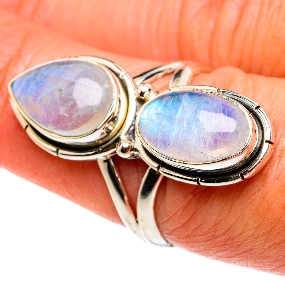 Rainbow Moonstone Rings handcrafted by Anasilvercos - RING83149