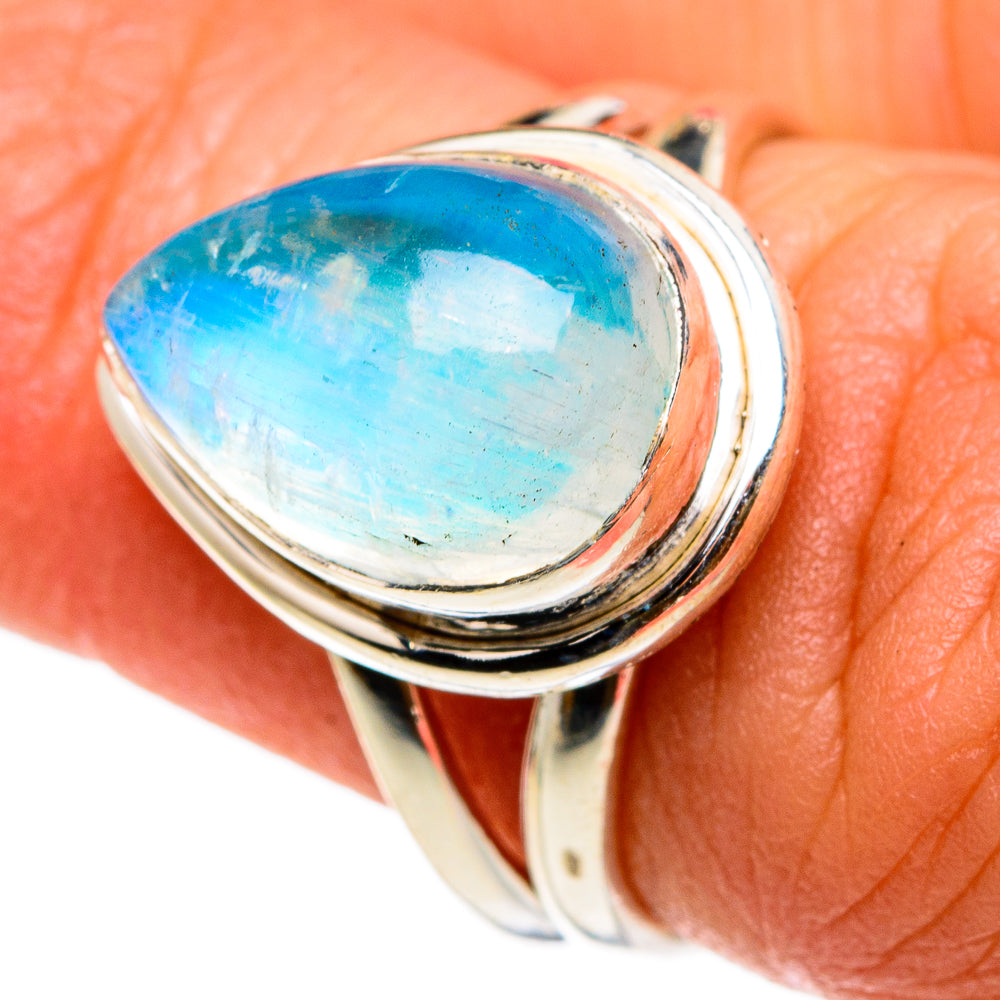 Rainbow Moonstone Rings handcrafted by Anasilvercos - RING83158
