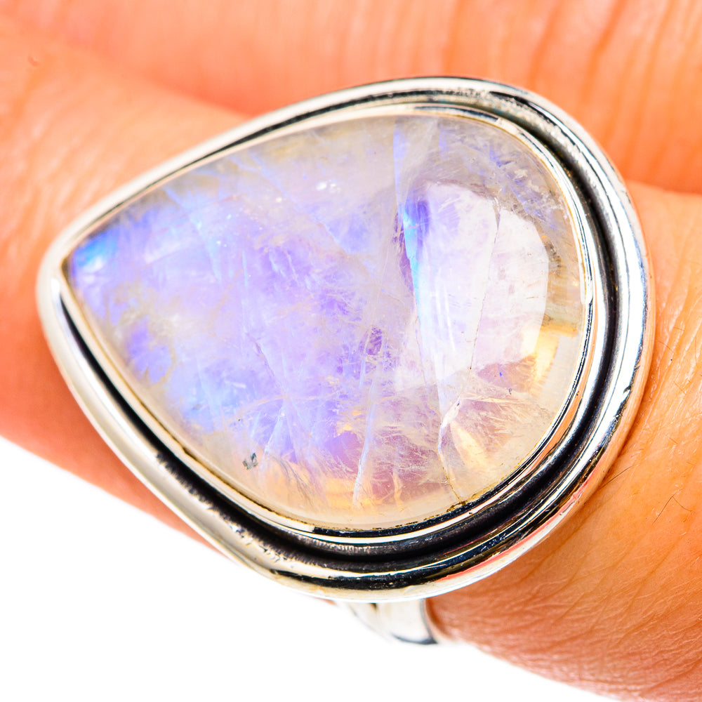 Rainbow Moonstone Rings handcrafted by Anasilvercos - RING83183