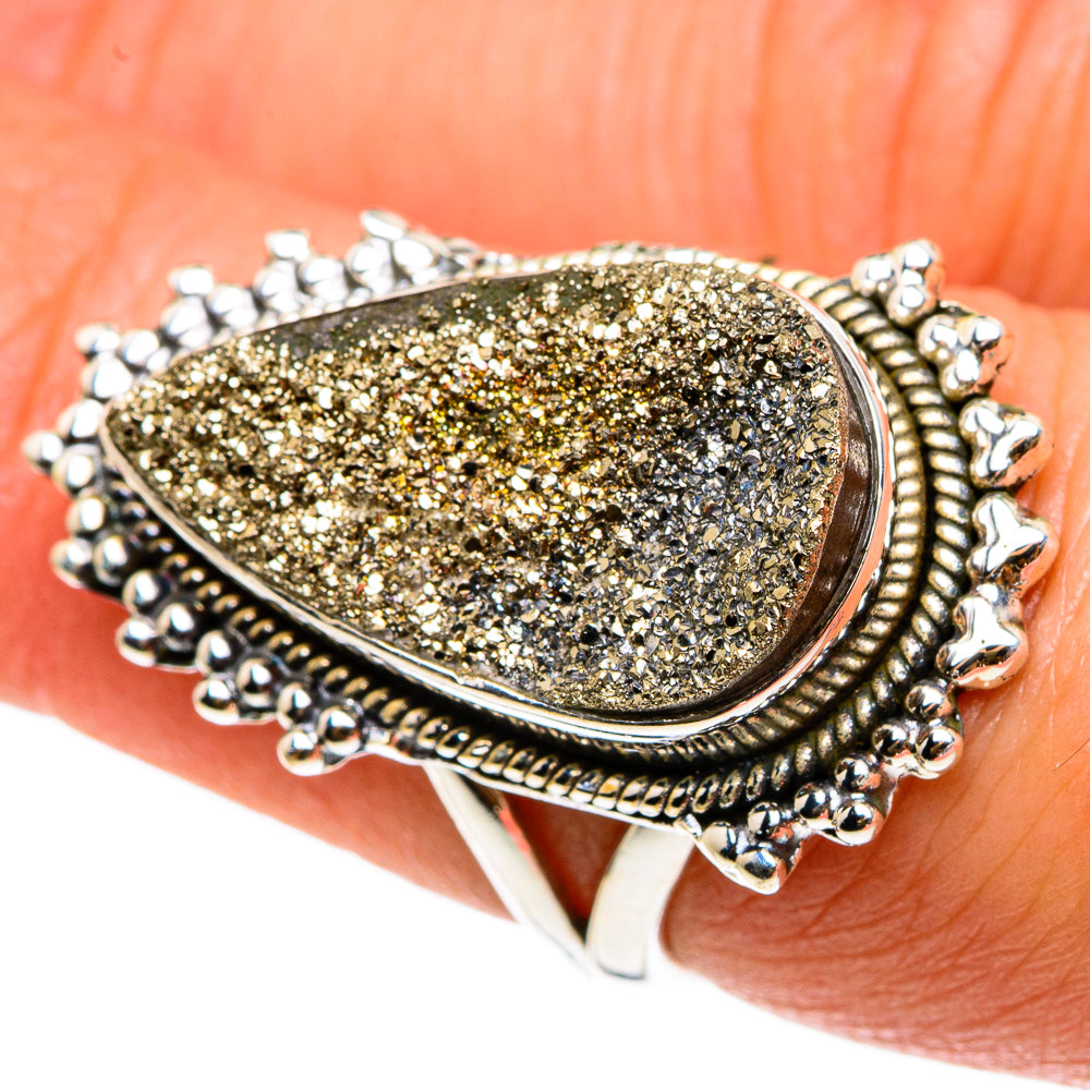Spectro Pyrite Druzy Rings handcrafted by Anasilvercos - RING83213