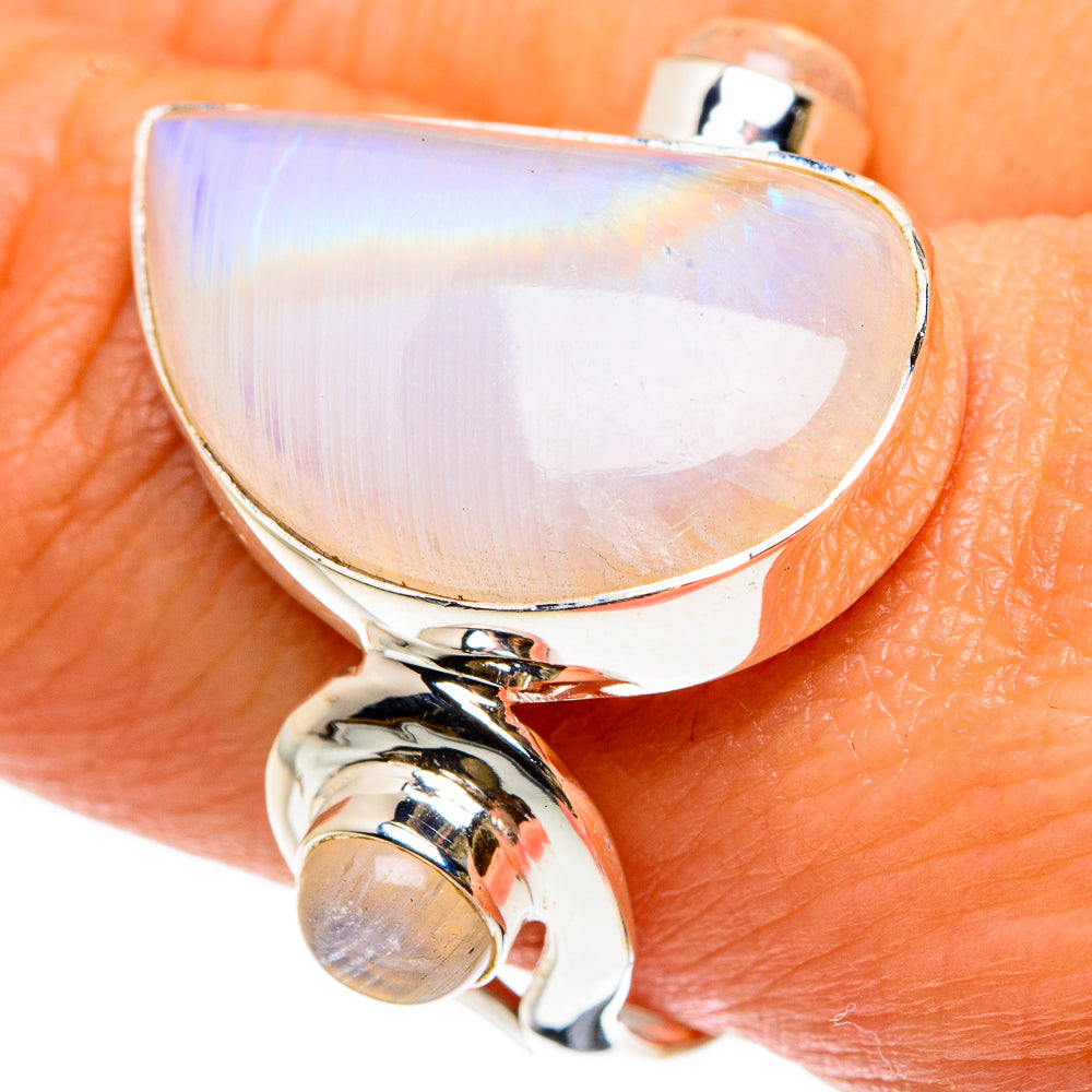 Rainbow Moonstone Rings handcrafted by Anasilvercos - RING83220