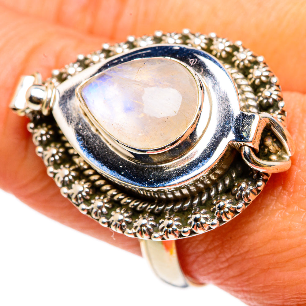Rainbow Moonstone Rings handcrafted by Anasilvercos - RING83257