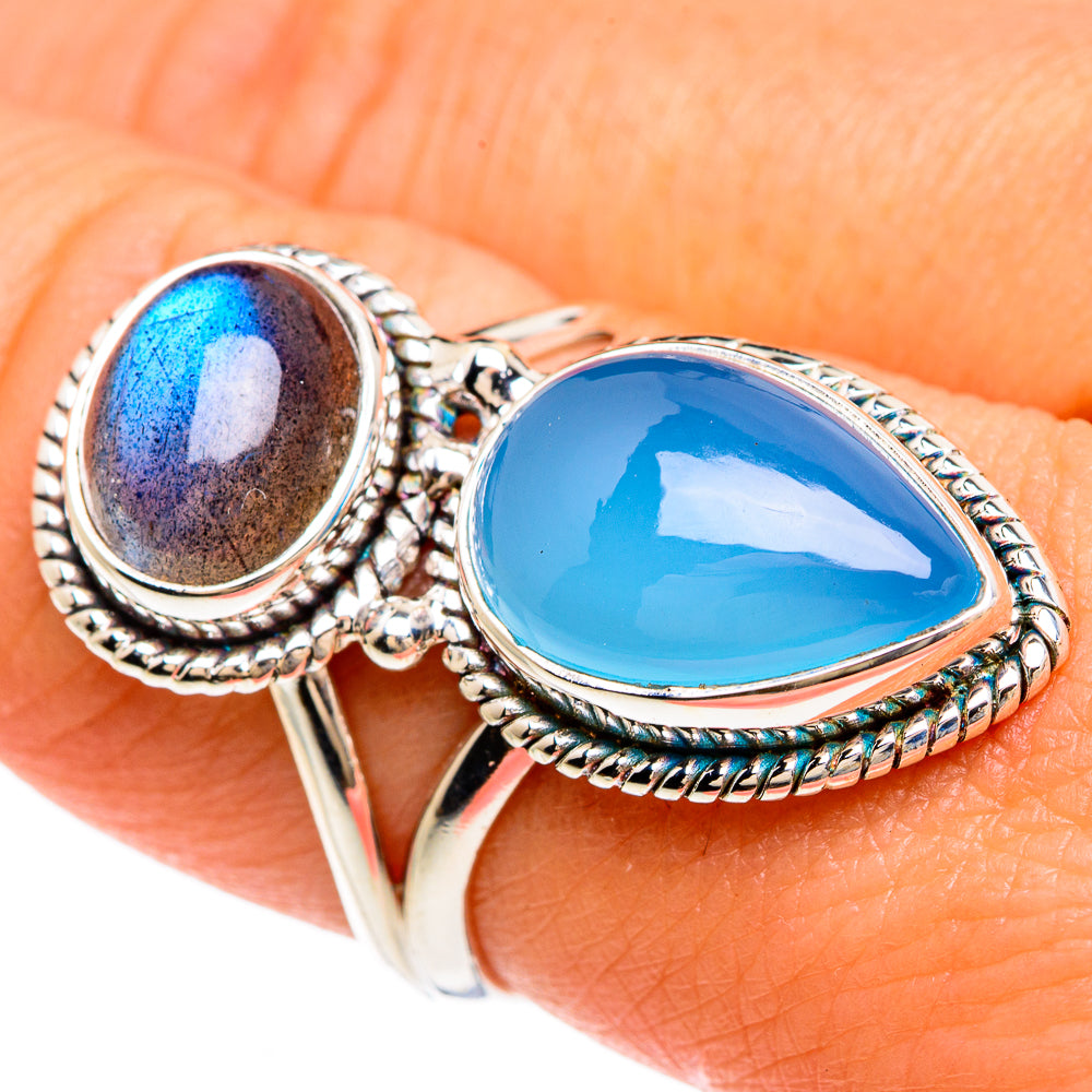 Aqua Chalcedony Rings handcrafted by Anasilvercos - RING83301