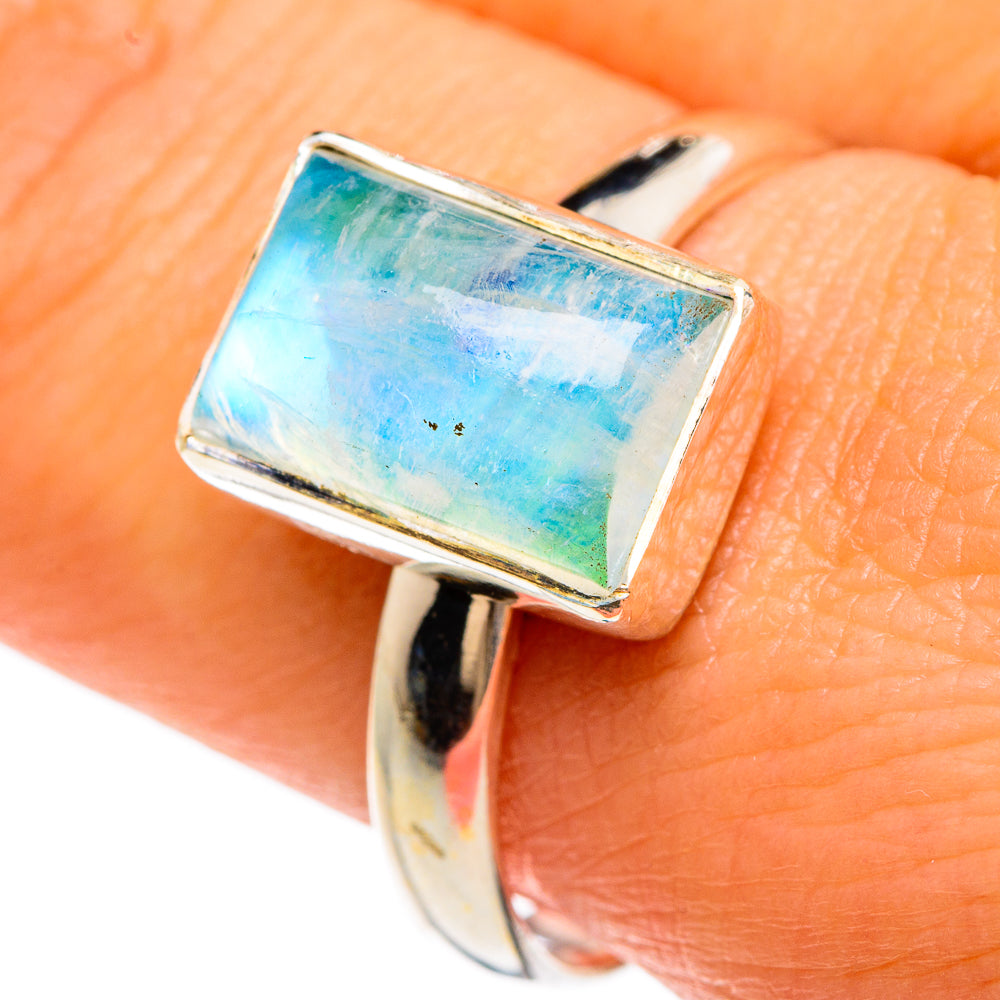 Rainbow Moonstone Rings handcrafted by Anasilvercos - RING83304