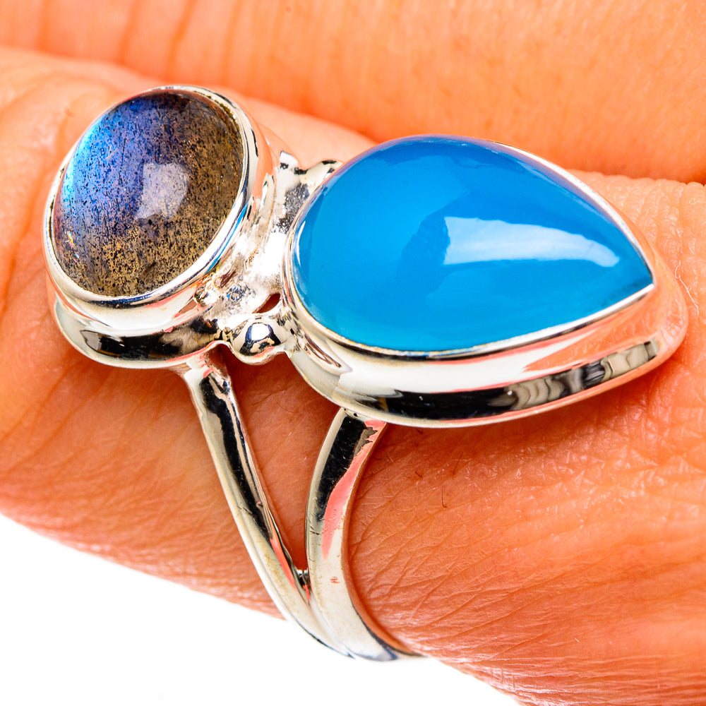 Aqua Chalcedony Rings handcrafted by Anasilvercos - RING83370