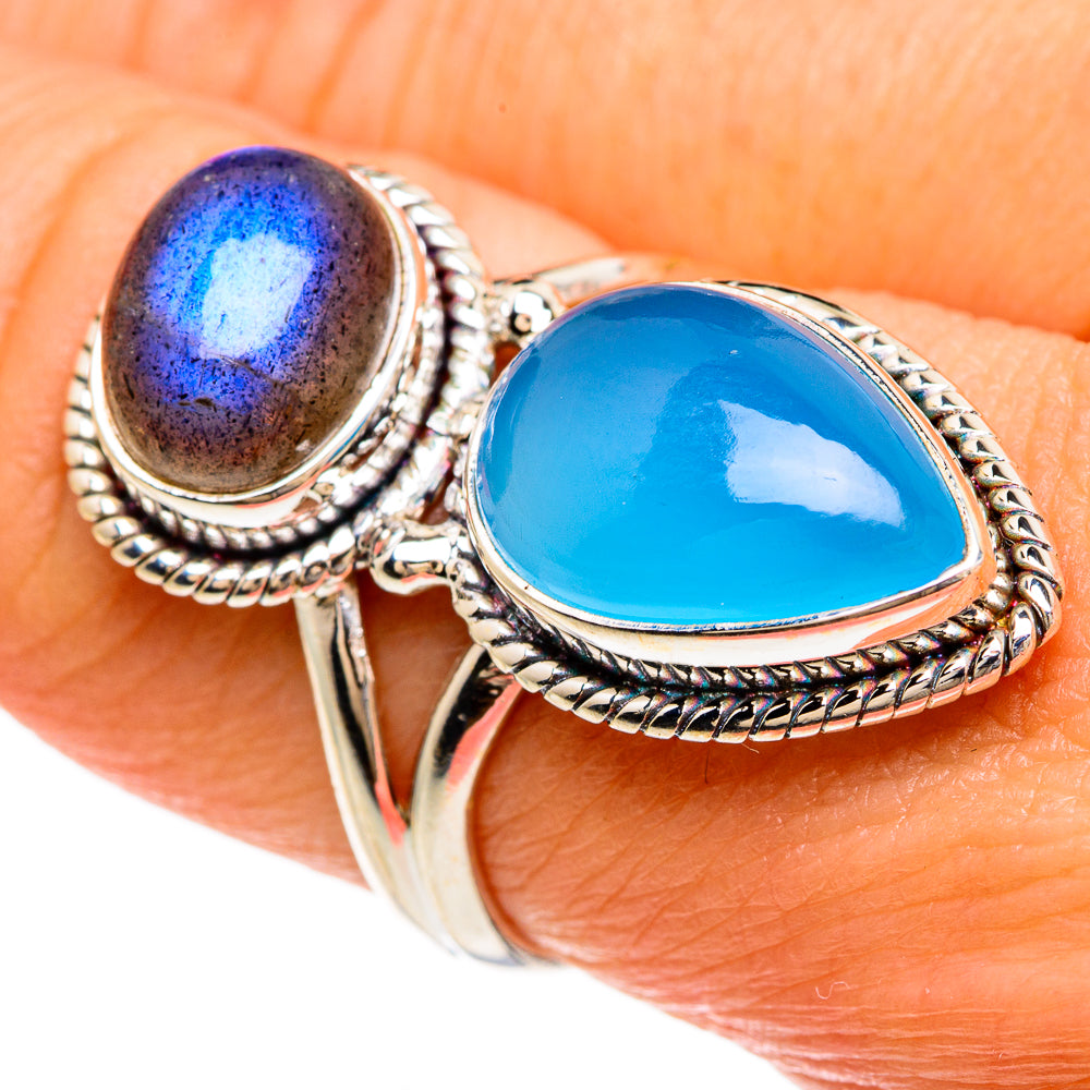 Aqua Chalcedony Rings handcrafted by Anasilvercos - RING83407
