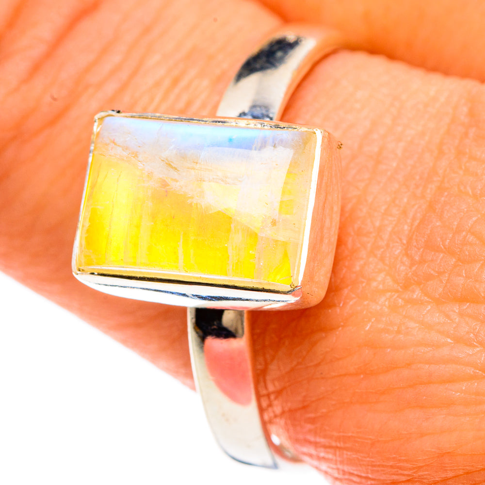 Yellow Moonstone Rings handcrafted by Anasilvercos - RING83444