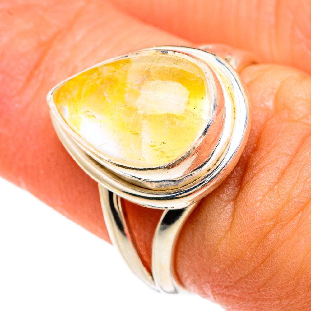 Yellow Moonstone Rings handcrafted by Anasilvercos - RING83445