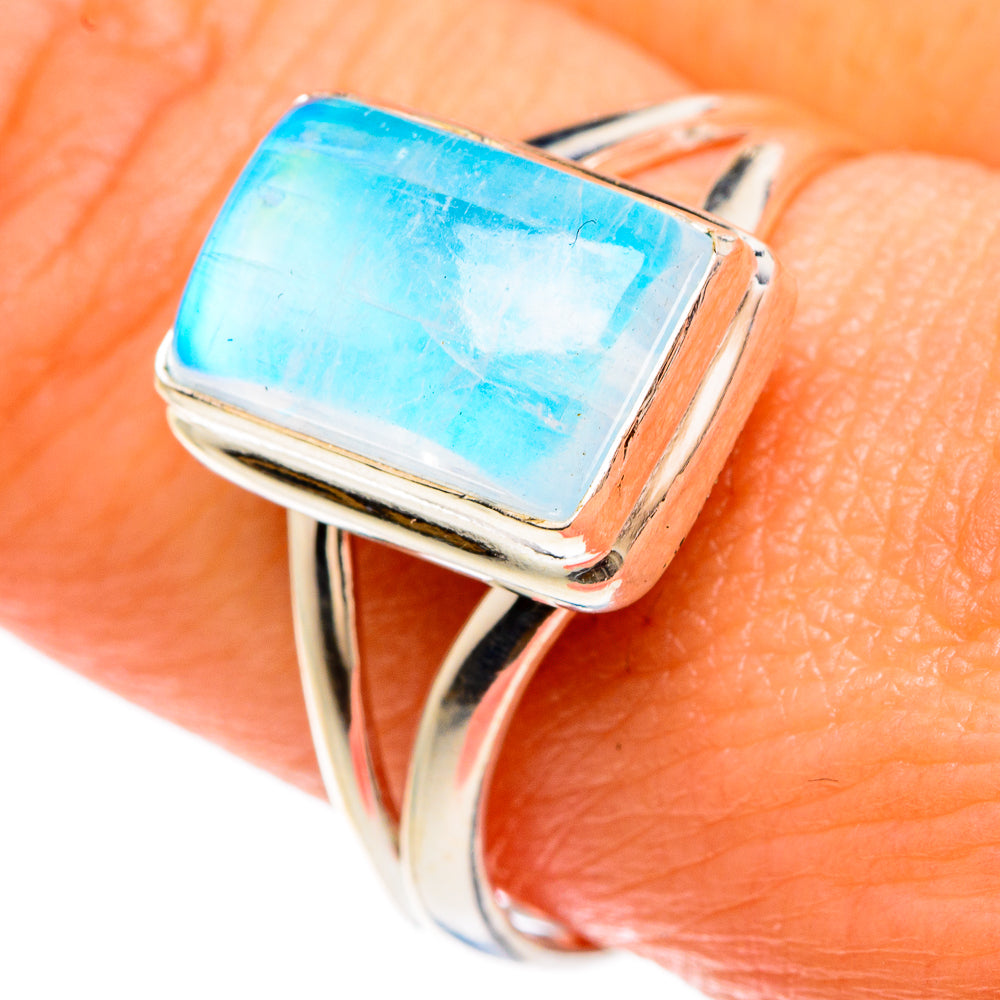 Rainbow Moonstone Rings handcrafted by Anasilvercos - RING83457
