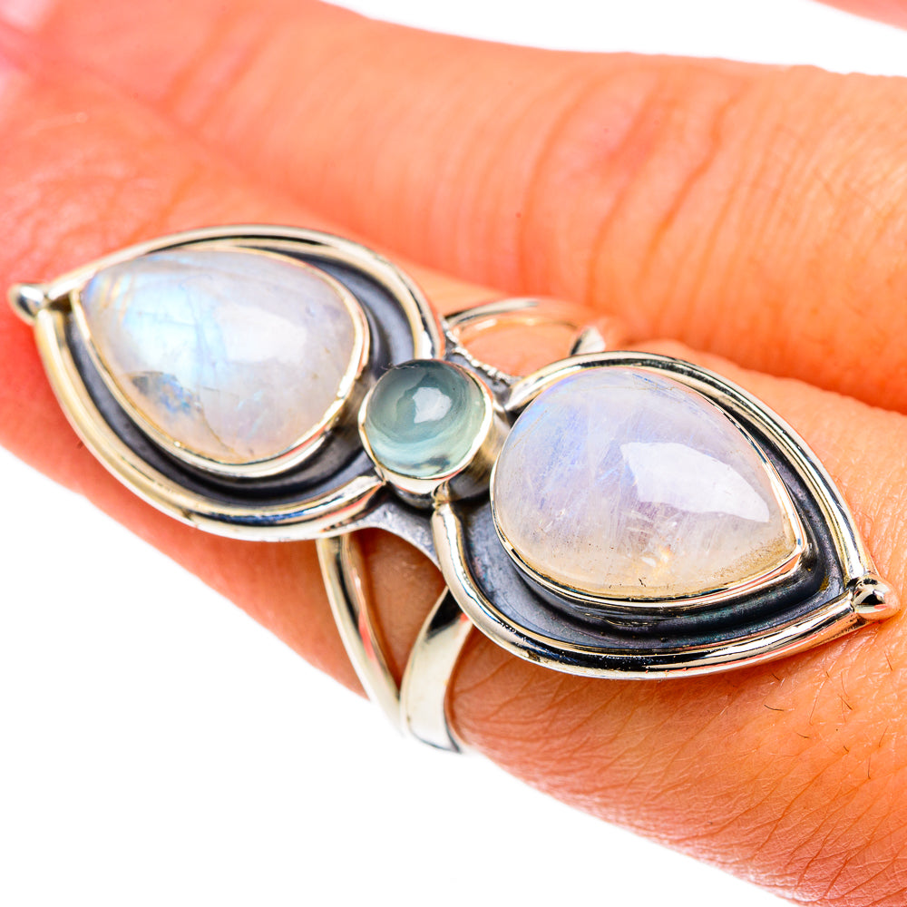 Rainbow Moonstone Rings handcrafted by Anasilvercos - RING83475