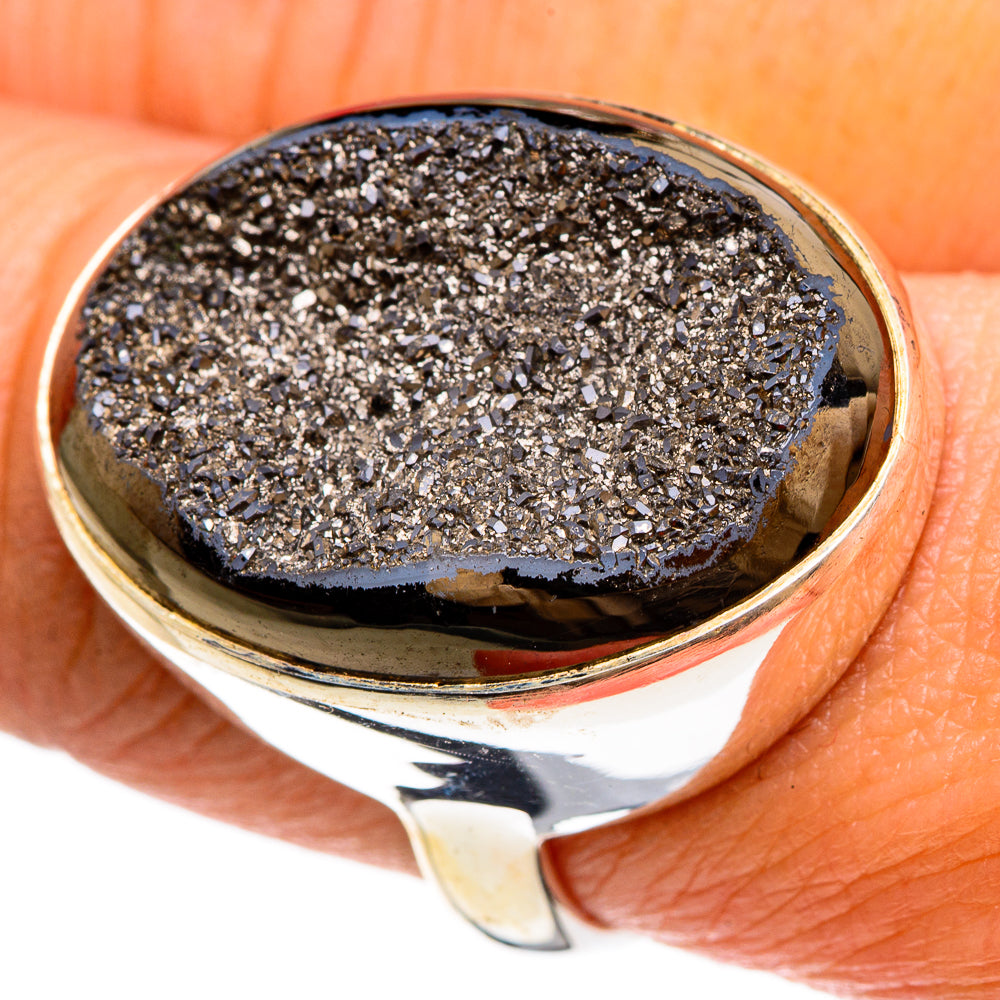 Spectro Pyrite Druzy Rings handcrafted by Anasilvercos - RING83537