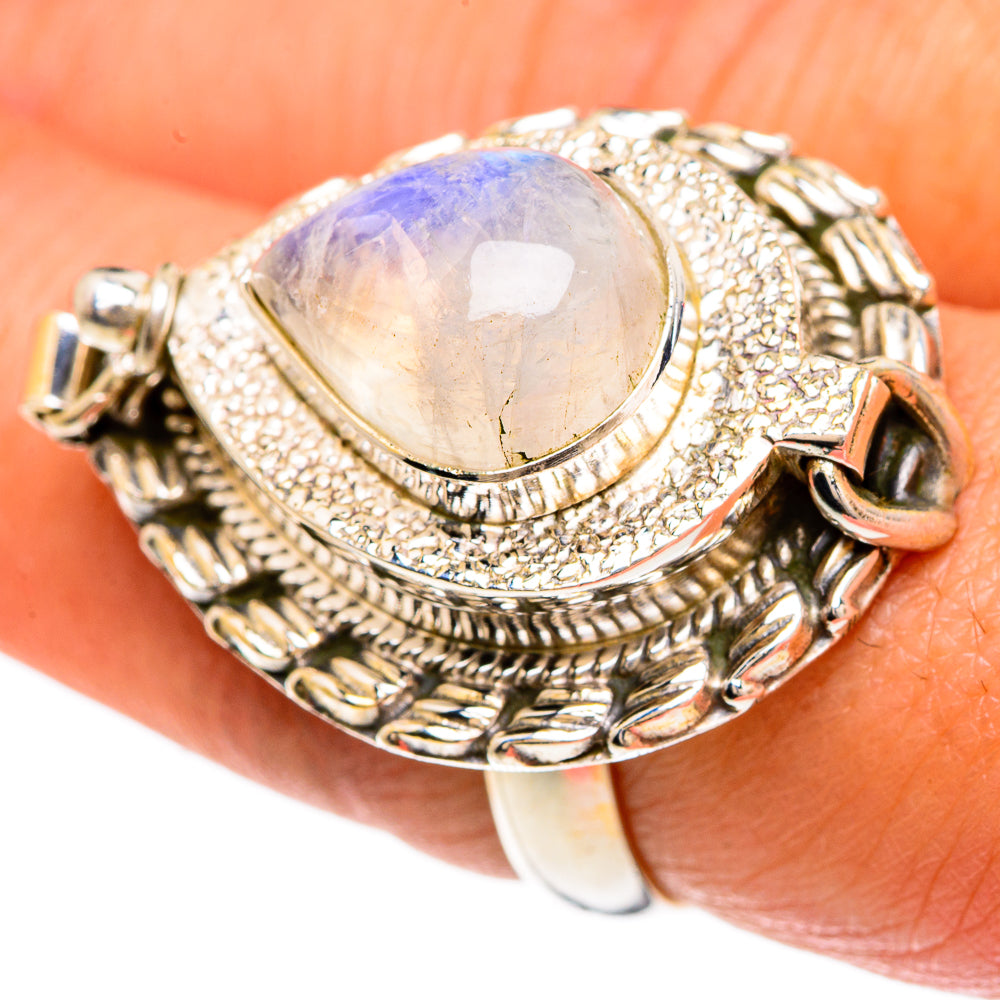Rainbow Moonstone Rings handcrafted by Anasilvercos - RING83549