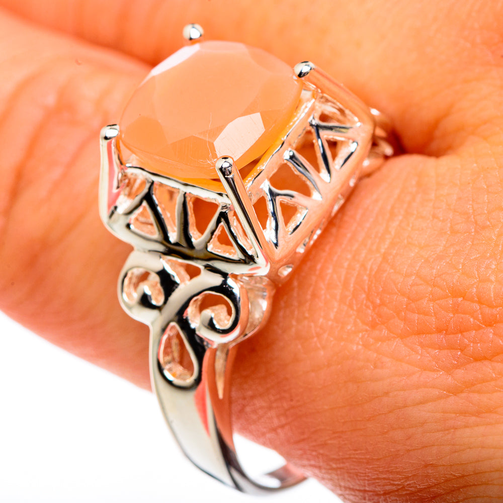 Peach Moonstone Rings handcrafted by Anasilvercos - RING83575