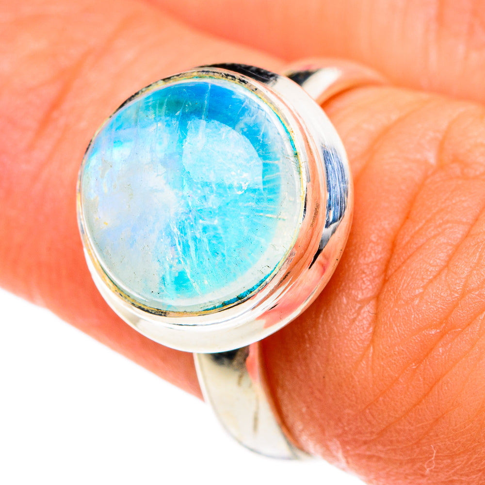 Rainbow Moonstone Rings handcrafted by Anasilvercos - RING83608