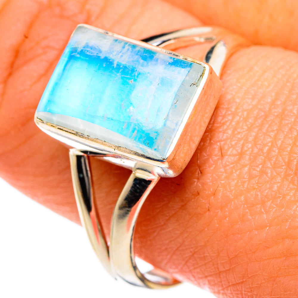 Rainbow Moonstone Rings handcrafted by Anasilvercos - RING83691