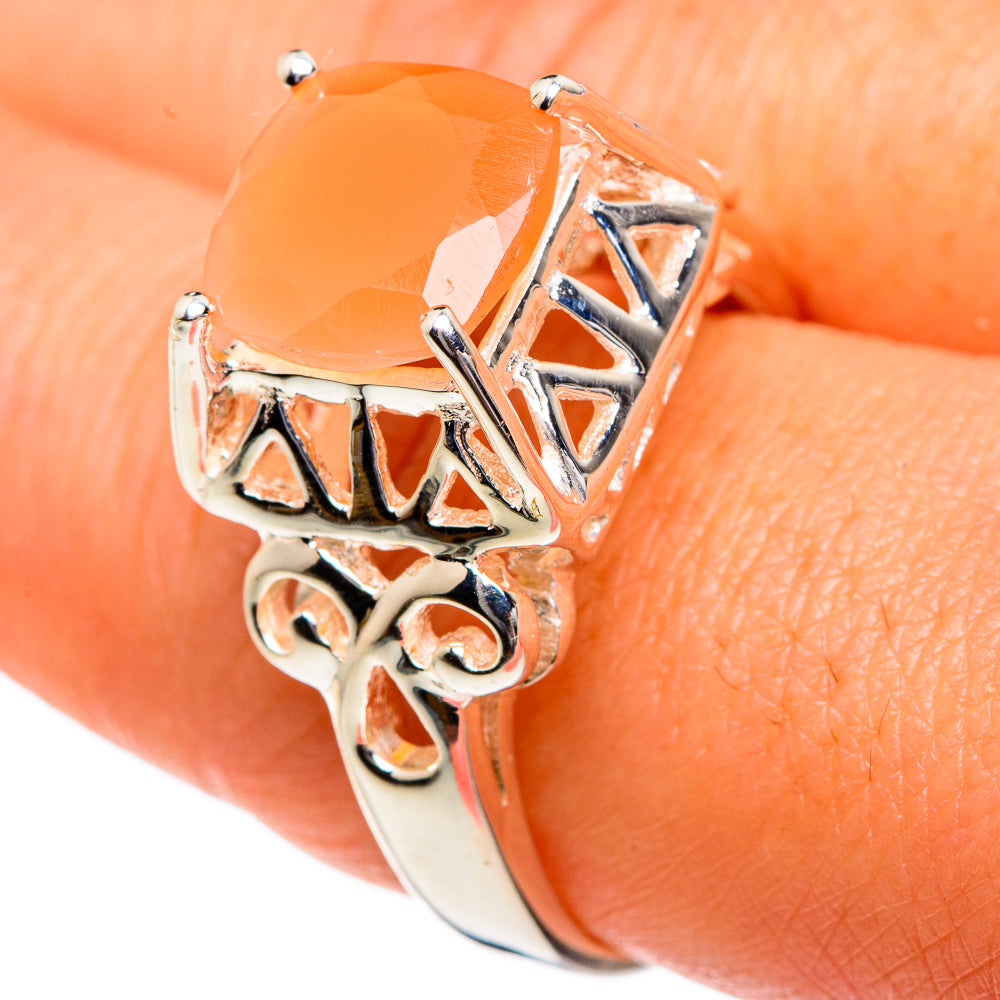 Peach Moonstone Rings handcrafted by Anasilvercos - RING83698