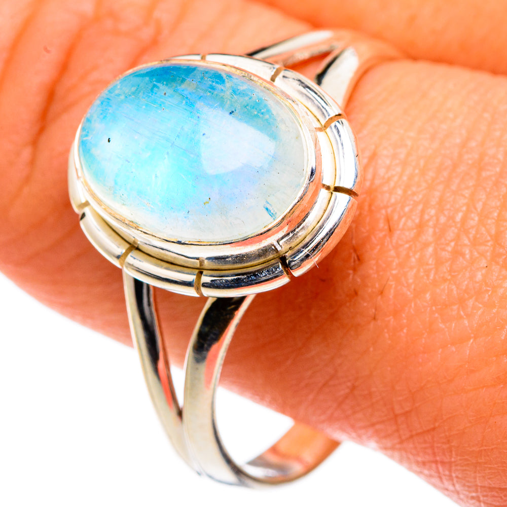 Rainbow Moonstone Rings handcrafted by Anasilvercos - RING83730