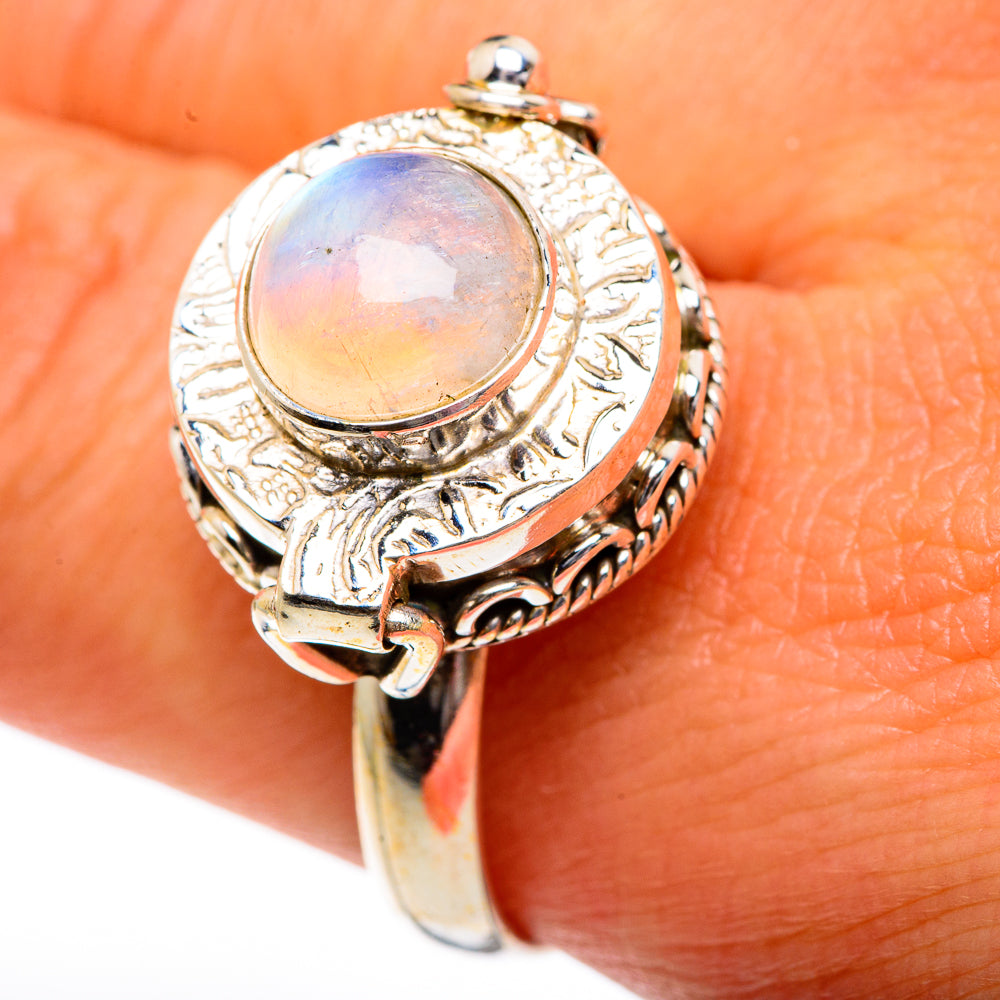 Rainbow Moonstone Rings handcrafted by Anasilvercos - RING83793