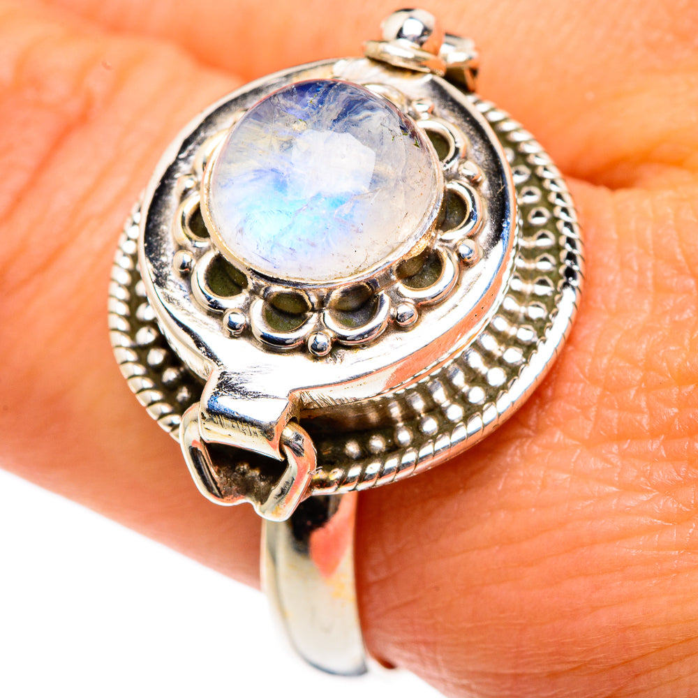 Rainbow Moonstone Rings handcrafted by Anasilvercos - RING83824