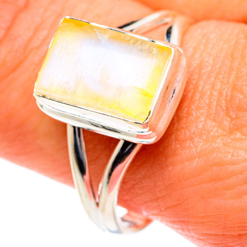 Yellow Moonstone Rings handcrafted by Anasilvercos - RING84008