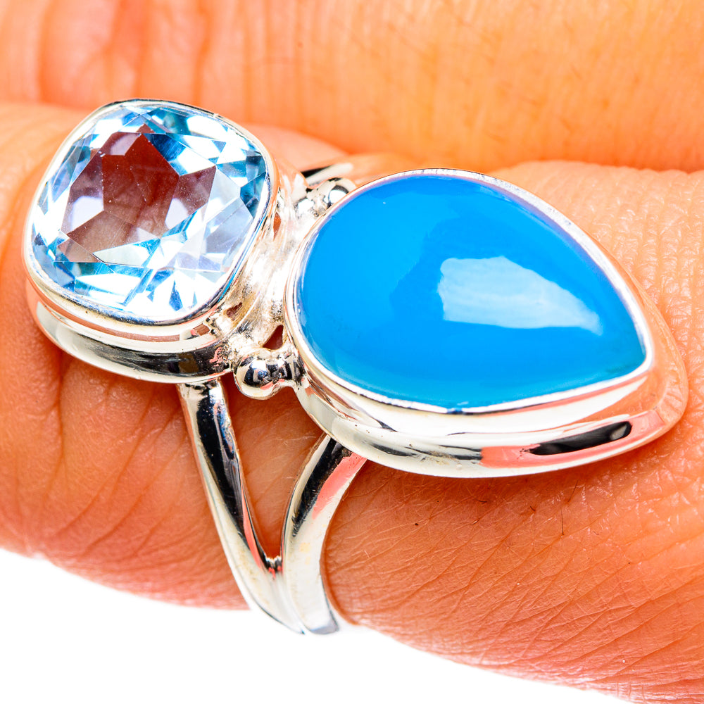 Aqua Chalcedony Rings handcrafted by Anasilvercos - RING84013