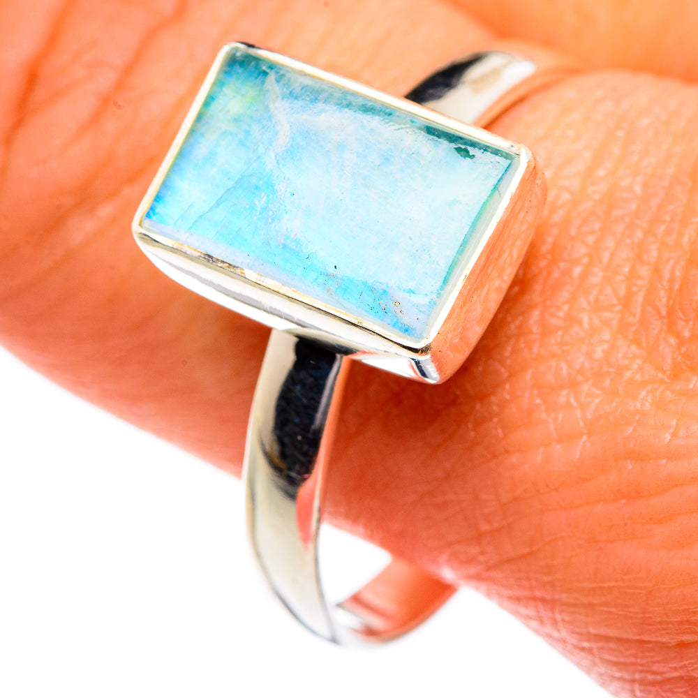 Rainbow Moonstone Rings handcrafted by Anasilvercos - RING84017