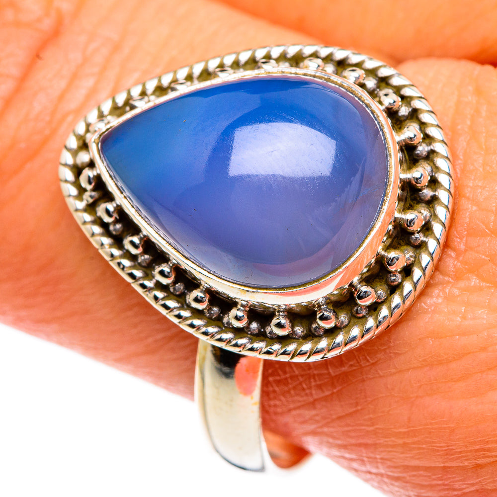 Aqua Chalcedony Rings handcrafted by Anasilvercos - RING84054