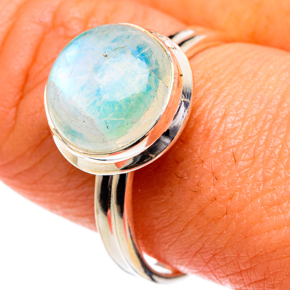 Rainbow Moonstone Rings handcrafted by Anasilvercos - RING84095