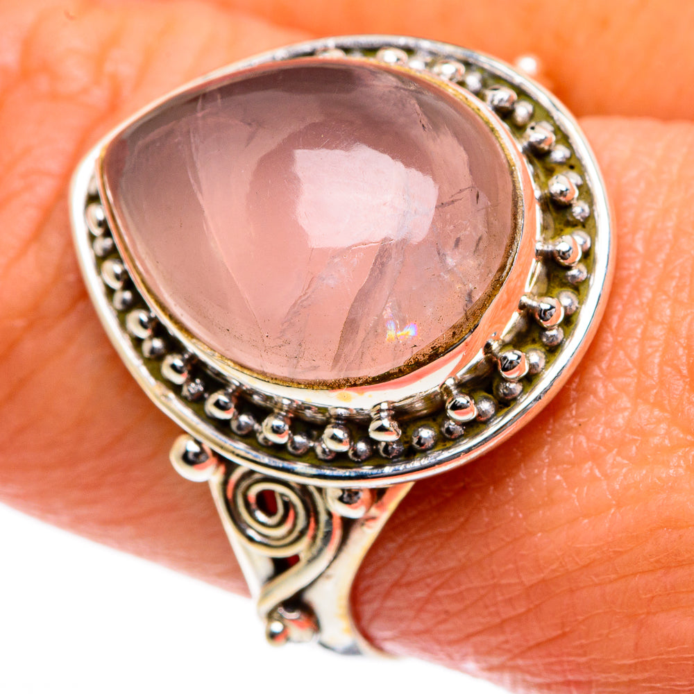 Rose Quartz Rings handcrafted by Anasilvercos - RING84108