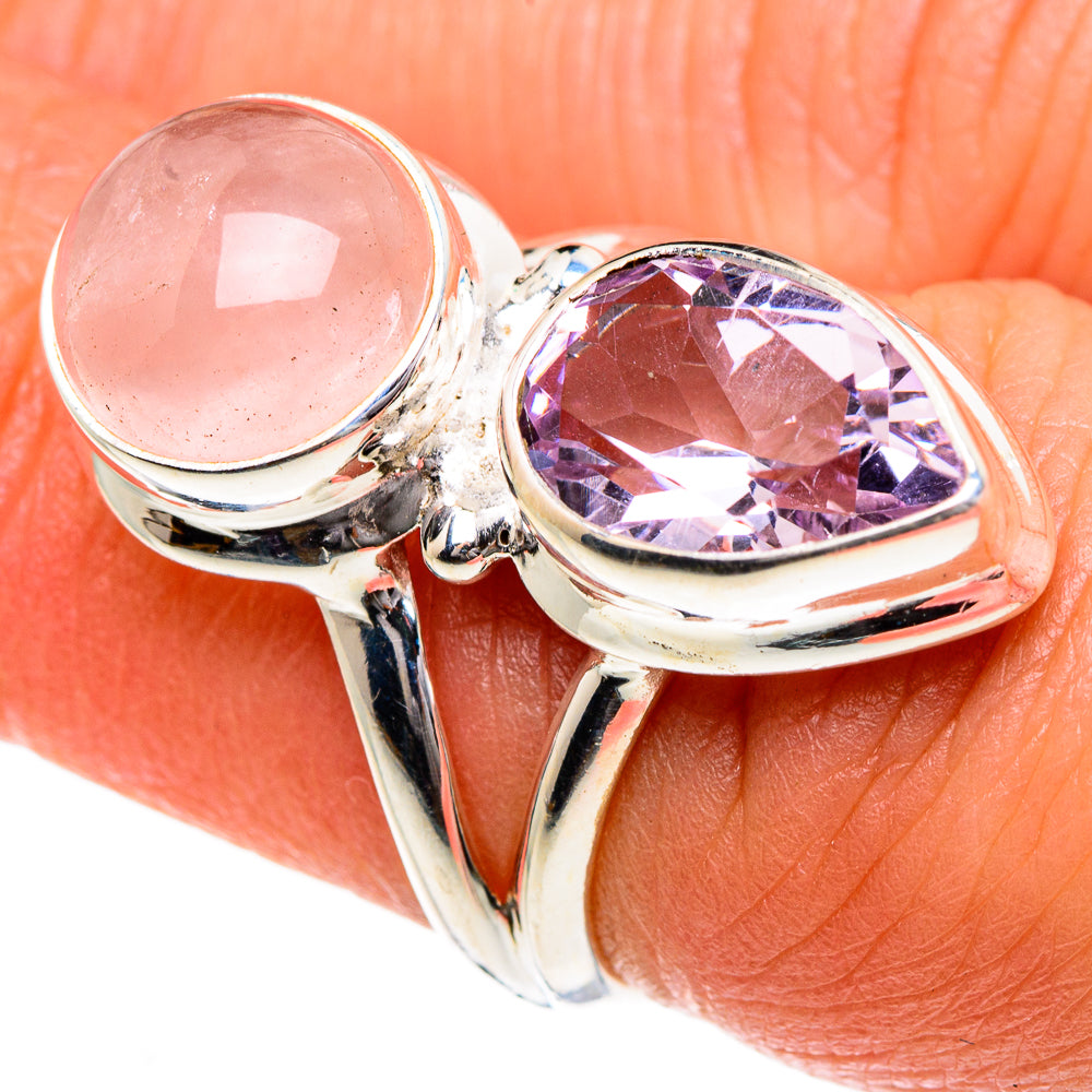 Rose Quartz Rings handcrafted by Anasilvercos - RING84122