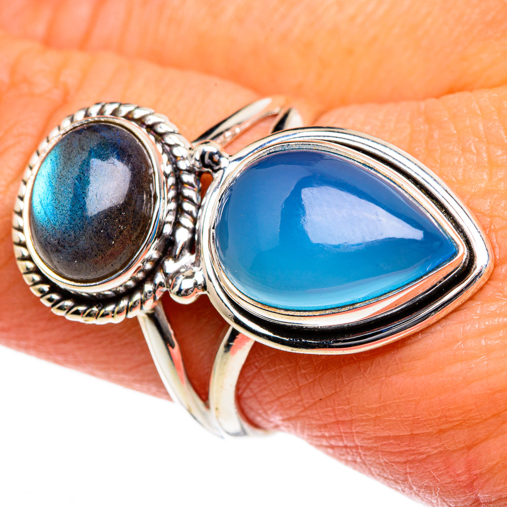 Aqua Chalcedony Rings handcrafted by Anasilvercos - RING84149